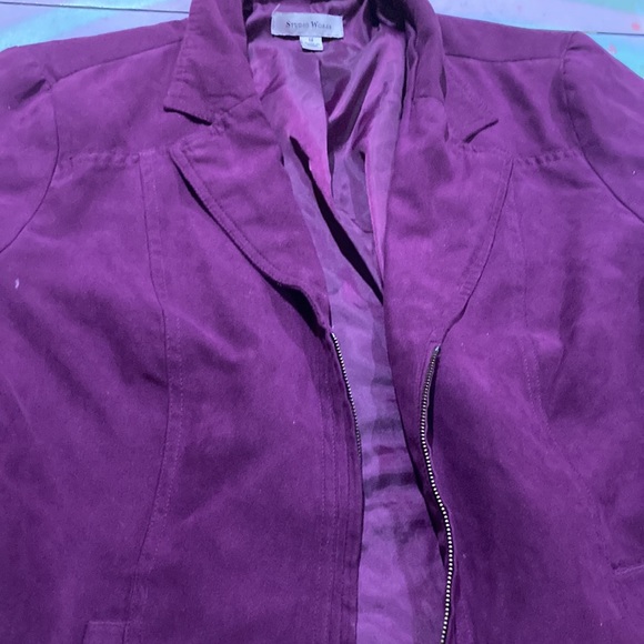 Studio Works Women’s Purple Professional Preppy Zip Up Blazer Size 14 - Picture 3 of 4